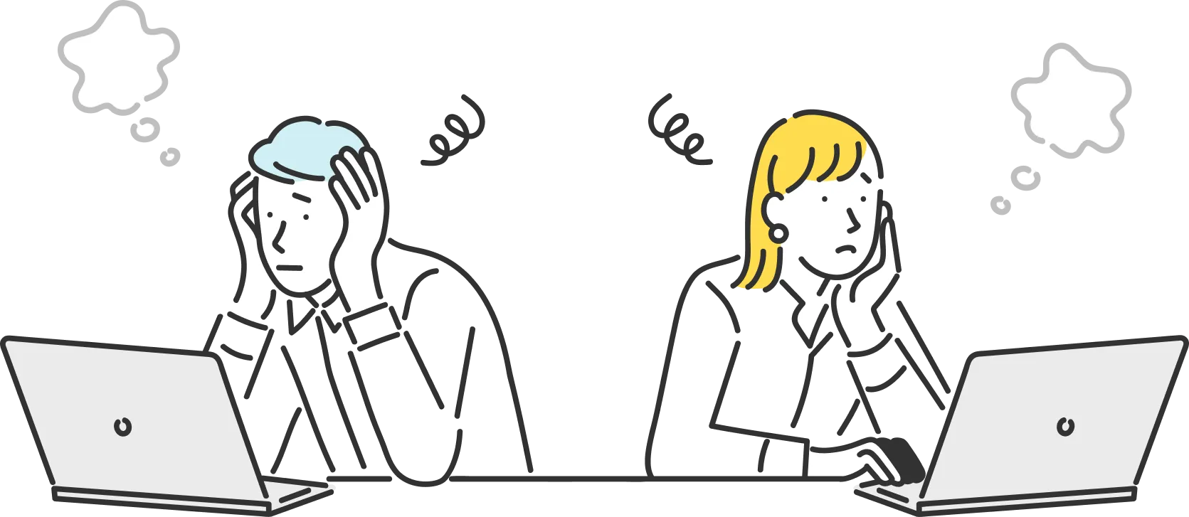 悩む女性と男性